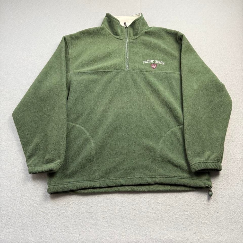 Pacific Beach Quarter Zip Fleece Pullover XL Green